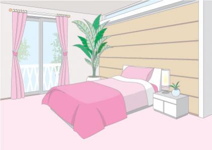 ห้องนอนสีชมพู