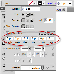 สร้างเส้นประด้วย illustrator cs